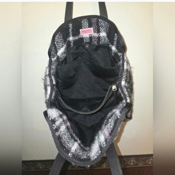 🍂🍁RARE Kate Spade New York Black/Lavender/Ivory Plaid Large Morley Tote Bag - Picture 3 of 6